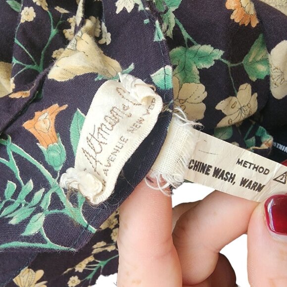 Vintage Women Paganne B Altman & Co Dress Floral Black Retro - Picture 9 of 9